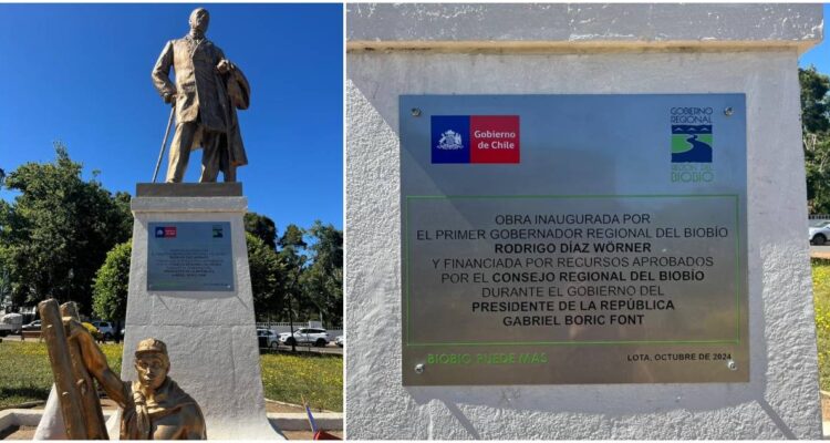 Polémica placa en estatua Matías Cousiño: gobernador Díaz endosa responsabilidad a municipio de Lota