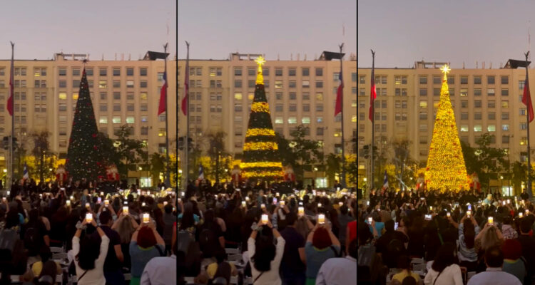 Presidente Boric enciende Árbol de Navidad: se puede ver a duendes confeccionado regalos