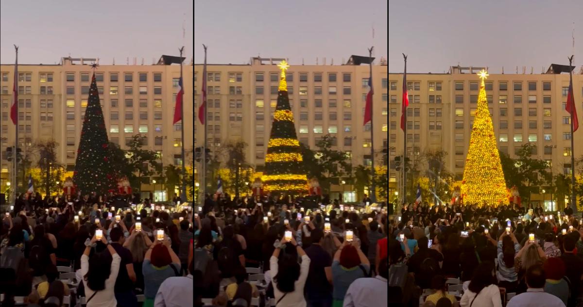 Presidente Boric enciende Árbol de Navidad: se puede ver a duendes confeccionado regalos