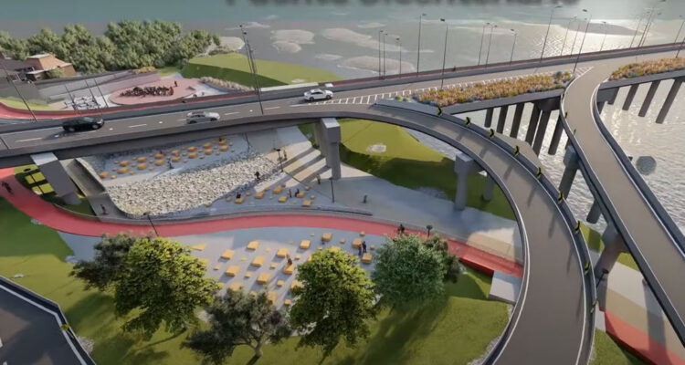 Render de obras para unir Puente Bicentenario con Avenida Chacabuco.