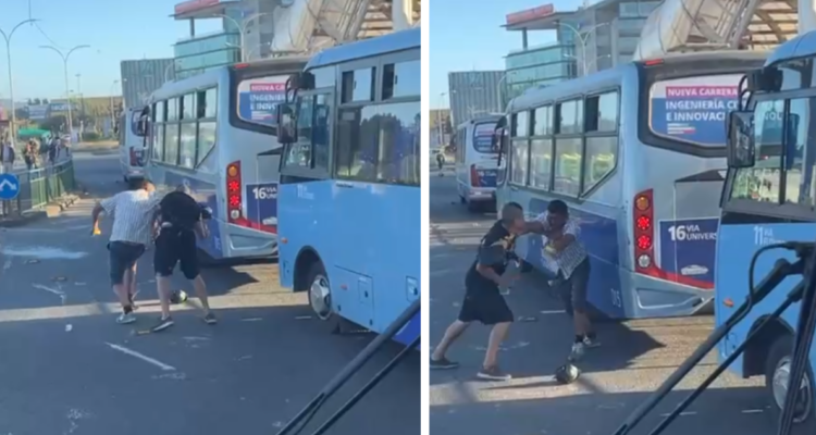 Registran momento en que apuñalan a hombre en concurrido paradero de Talcahuano