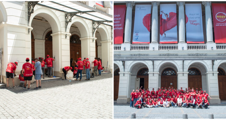 Teatro Municipal de Santiago renueva la pintura de la fachada de su edificio patrimonial