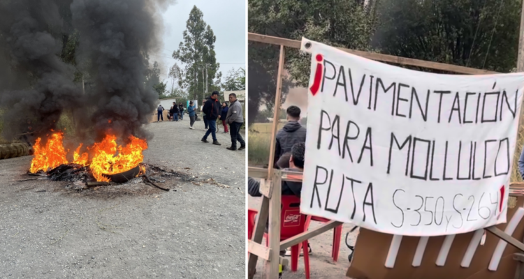 Vecinos de ruta Mollulco-Labranza protestan con barricadas en el sector por mal estado de ruta