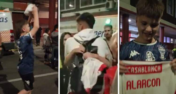 Williams Alarcón emocionó a pequeño hincha de Huracán.