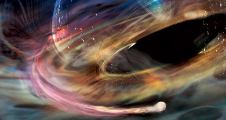 Representación artística de una enana blanca y un agujero negro