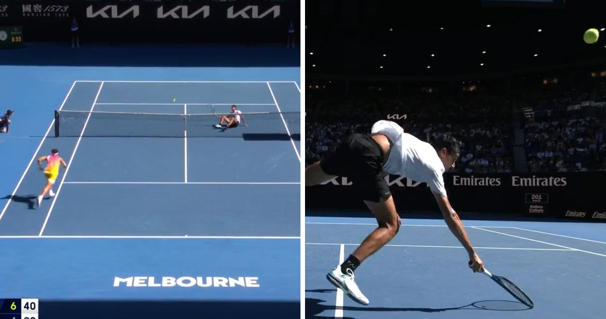 Lorenzo Sonego marcó el punto del año en su caída en el Australian Open.