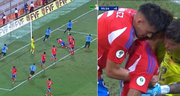 El desafortunado autogol de Juan Francisco Rossel en el Chile-Uruguay del Sudamericano Sub-20