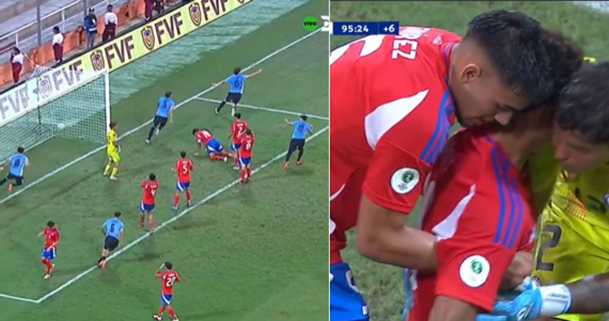 El desafortunado autogol de Juan Francisco Rossel en el Chile-Uruguay del Sudamericano Sub-20