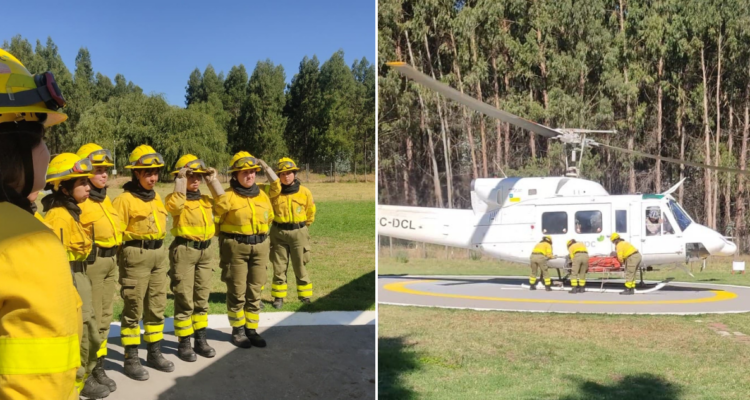 Brigada femenina de CMPC es capacitada para ser helitransportada durante emergencias forestales