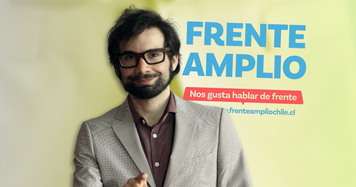 Nicolás Copano con logo del Frente Amplio