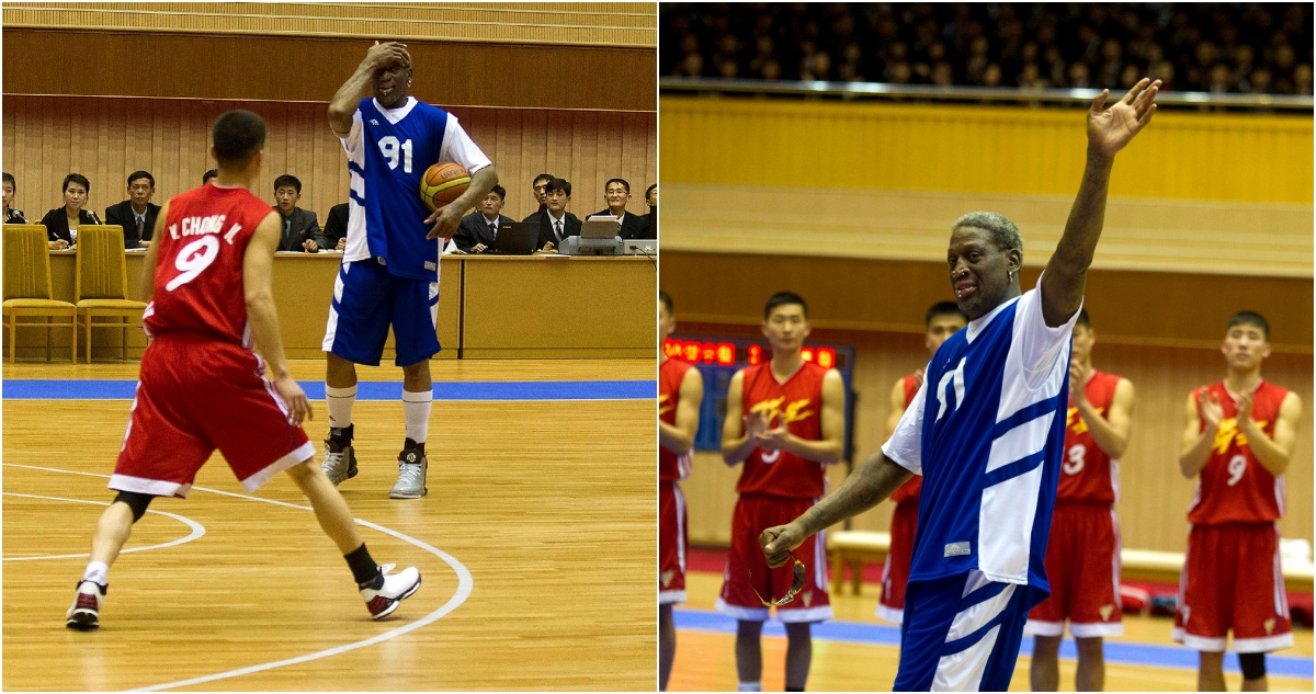 Dennis Rodman en su visita a Corea del Norte