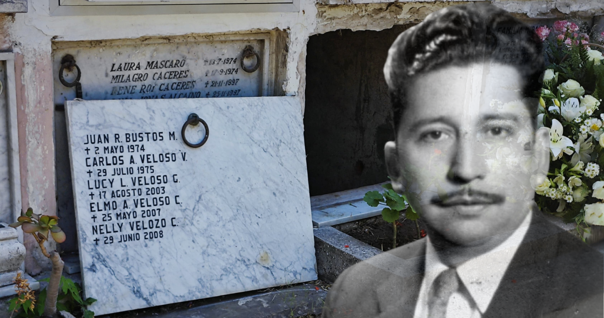 Tumba de Juan Bustos y Juan Bustos en su juventud