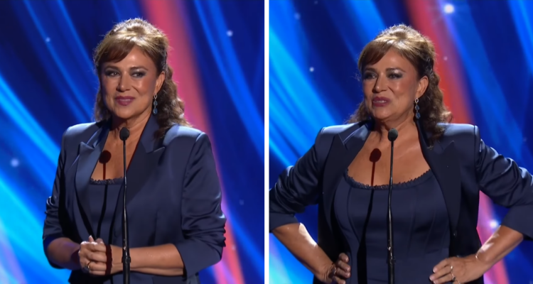 Esperanza Silva en los Premios Caleuche en referencia a problemas con su discurso