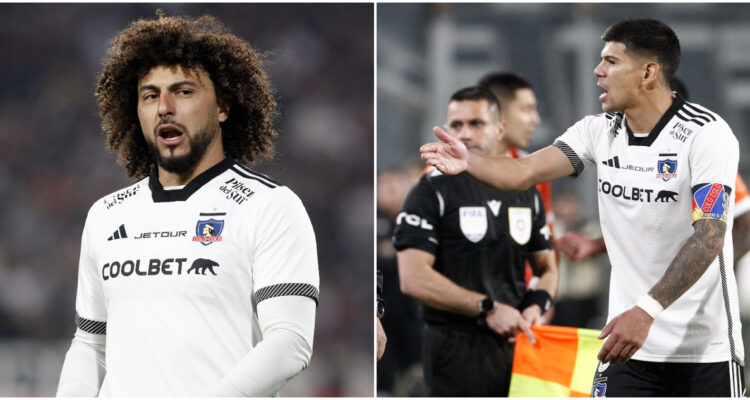 Esteban Pavez y Maximiliano Falcón defendiendo a Colo Colo