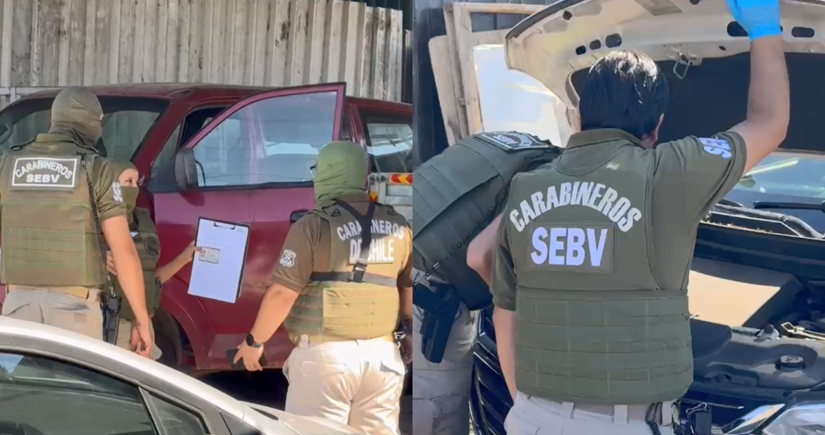 Dos detenidos tras hallazgo de vehículo robado en fiscalización de talleres en Pudahuel y Cerro Navia