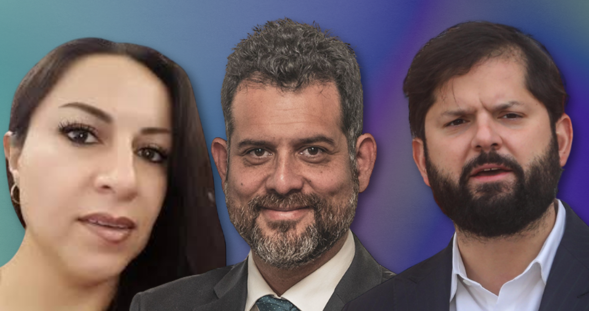 Rostros de Katty Hurtado, Jonatan Valenzuela y Gabriel Boric.