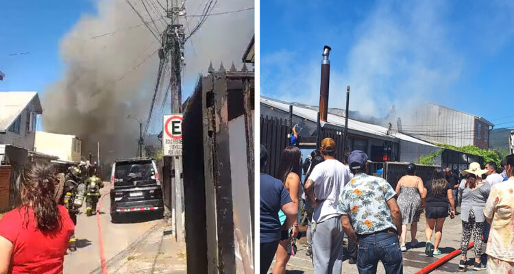 Fatal incendio deja tres víctimas en Chiguayante: Bomberos trabaja para controlar la emergencia