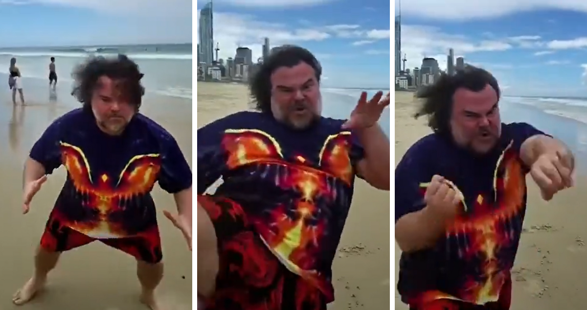 Jack Black aleja a paparazzi con pasos de pelea de Kun Fu Panda en playa de Australia