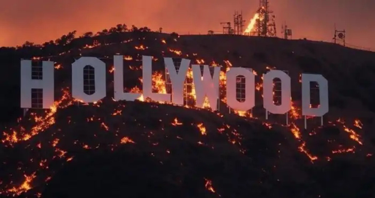 Letrero Hollywood: imagen falsa por incendios