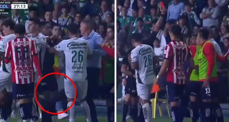 Óscar García, DT de Chivas, fue expulsado por patear a James Rodríguez.
