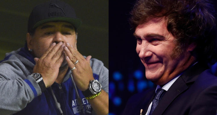 Diego Maradona y Javier Milei en Argentina