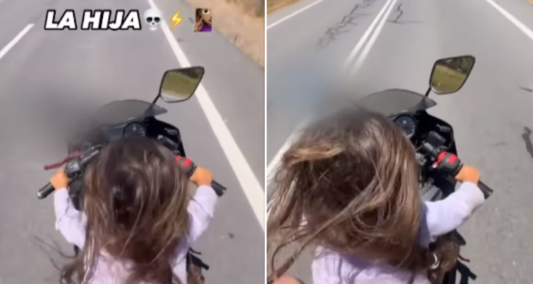 Niña conduce moto