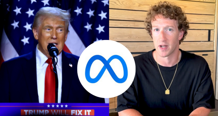 Foto de Donald Trump y Mark Zuckerberg, para ilustrar nota sobre el fin del fact checking en Meta