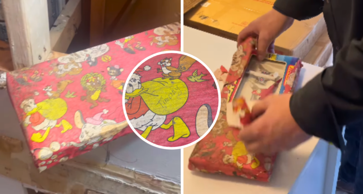 Hombre descubre regalo escondido en la pared de su casa: había sido envuelto para él hace 46 años