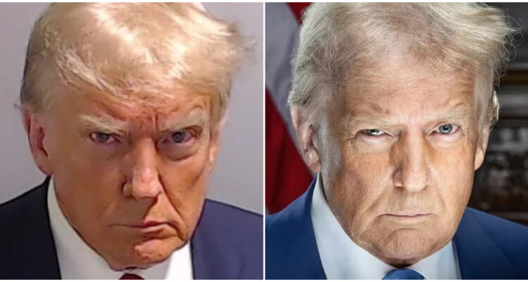 Foto policial de Trump (2017) | Foto oficial de Trump para su segundo mandato (2025)