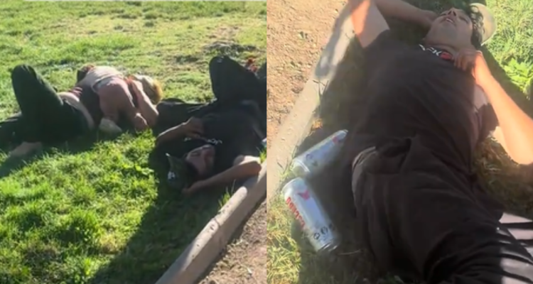 Viralizan video de padres dormidos presuntamente ebrios con bebé en vía pública de Puente Alto