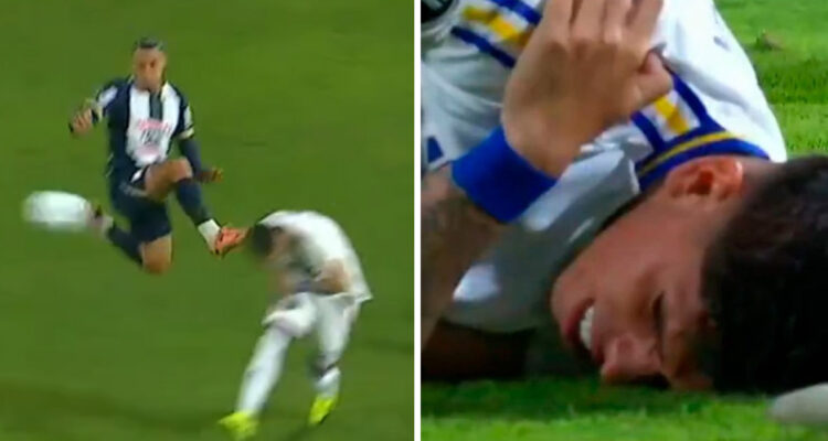 Carlos Palacios fue víctima de planchazo a los 20 segundos.