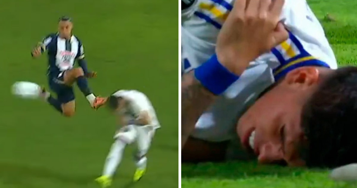 Carlos Palacios fue víctima de planchazo a los 20 segundos.