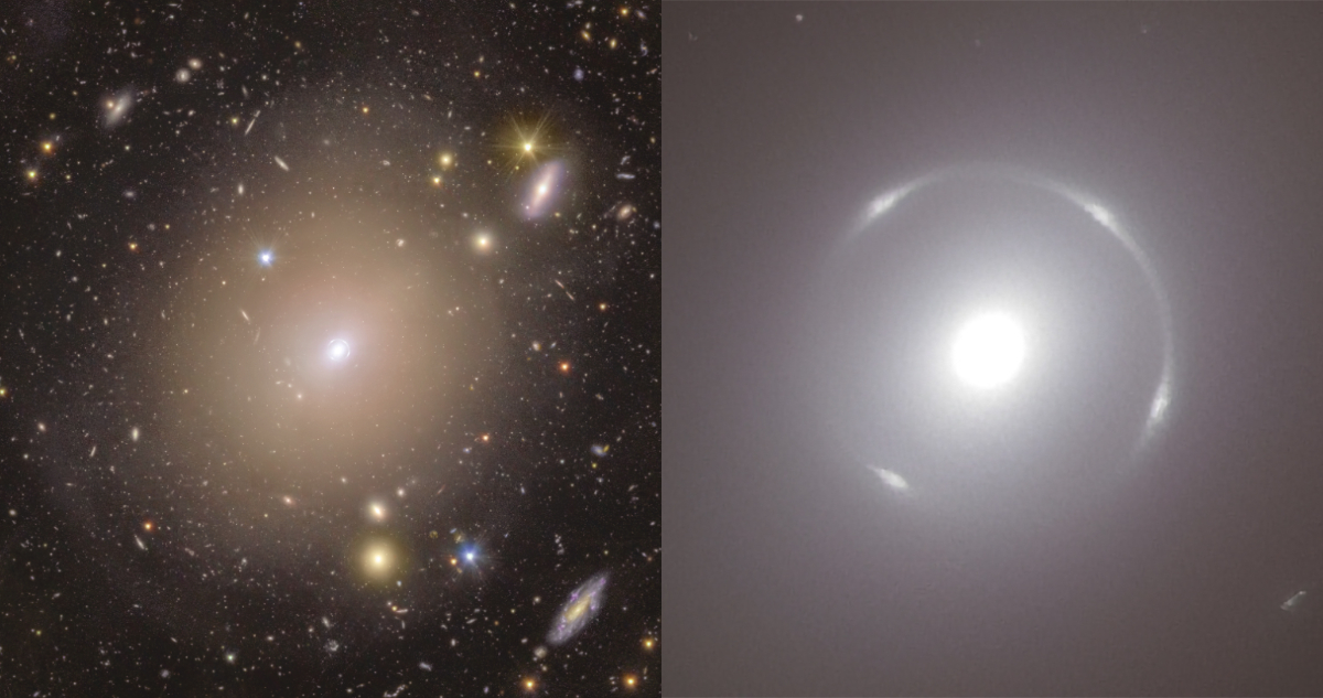 Imágenes de cerca y de lejos del anillo de Einstein que encontró el telescopio Euclid