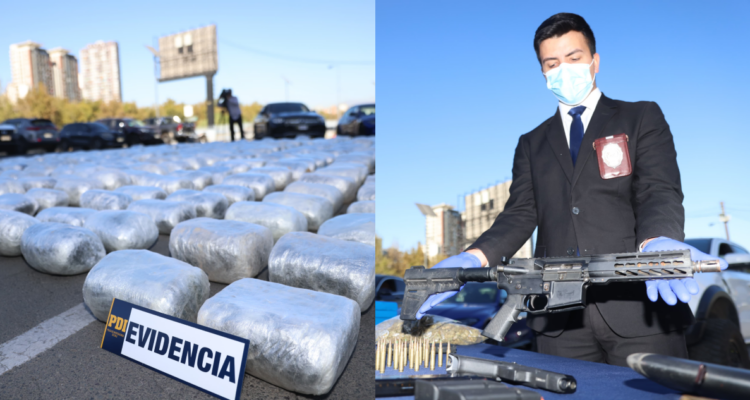 Detención de narcotraficantes de la RM: incautan arma de guerra y más de una tonelada de marihuana