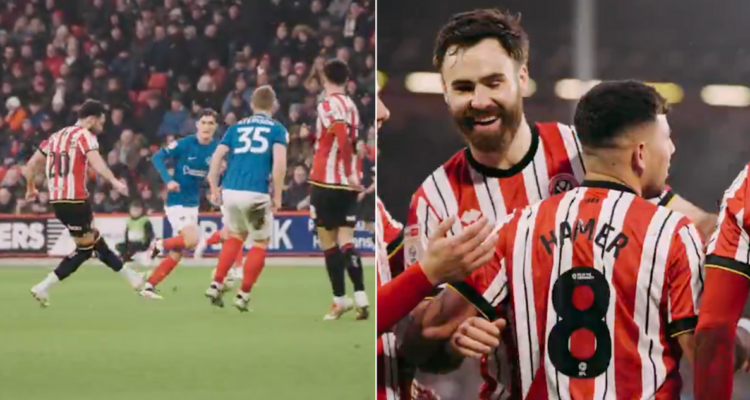 Ben Brereton sonríe en Championship en la victoria de Sheffield ante Portsmouth.