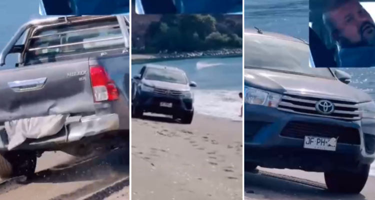 Sancionan a conductor de camioneta que transitaba con patentes tapadas en plena playa de Chivilingo