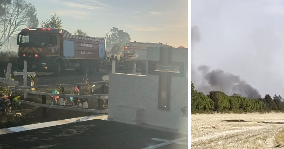 Dos bomberos resultan lesionados por incendio en Pitrufquen: llamas no lograron entrar a cementerio