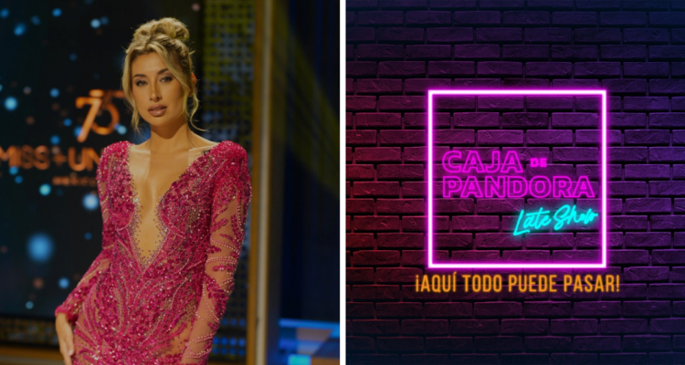 Camila Andrade y logo de La Caja de Pandora, programa del que fue despedida