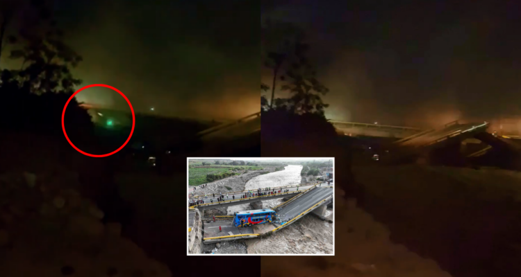 El dramático momento en que auto cae a río tras colapso de puente en ruta del megapuerto de Chancay