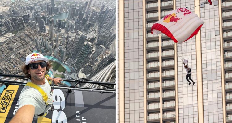 Sebastián “Ardilla” Álvarez impactó con su salto desde el edificio más alto del mundo.