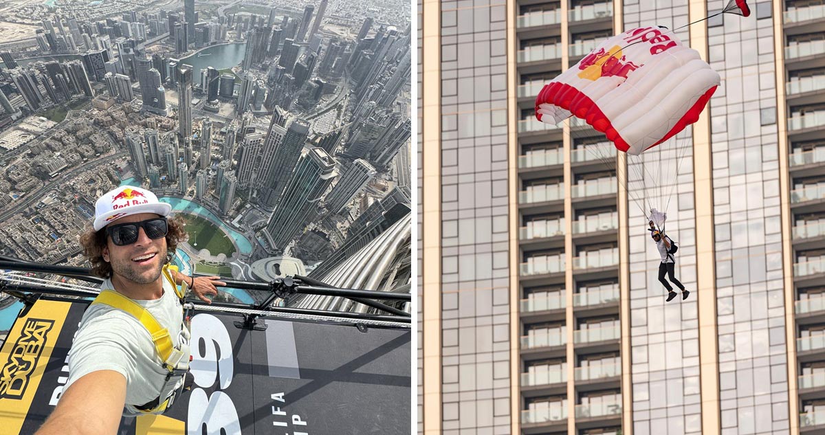 Sebastián “Ardilla” Álvarez impactó con su salto desde el edificio más alto del mundo.
