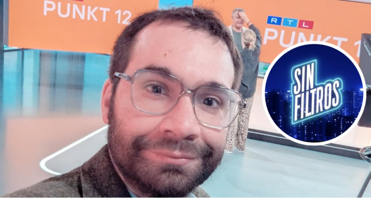 Nicolás Copano y logo de Sin Filtros en referencia a demanda del programa