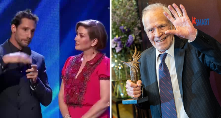 Gonzalo Valenzuela en los Premios Caleuche en su polémica intervención y Eduardo Barril en la ceremonia donde recibió el premio a la trayectoria