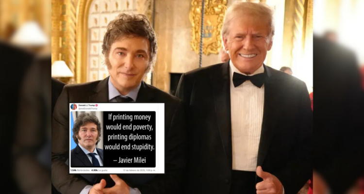 Trump publica foto de Milei con polémica frase en medio del cripto-escándalo por $LIBRA en Argentina