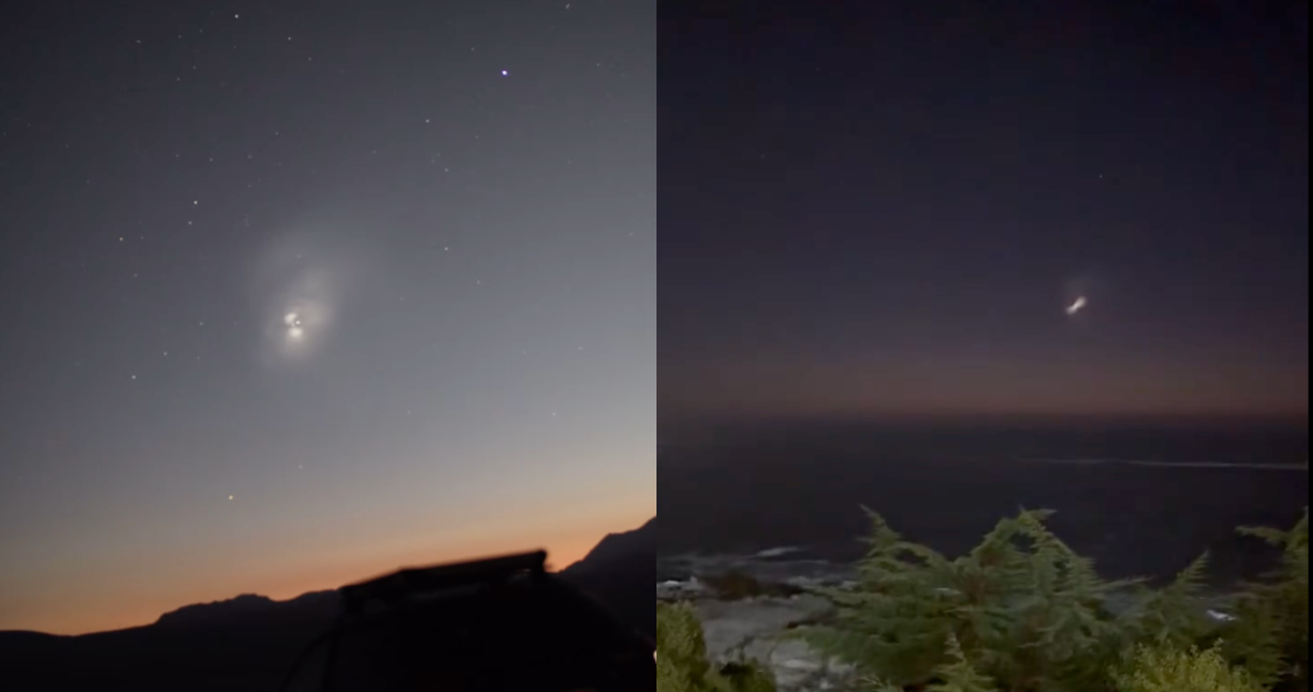 Restos del cohete Falcon 9 que confundieron con un ovni al ser vistos desde Chile