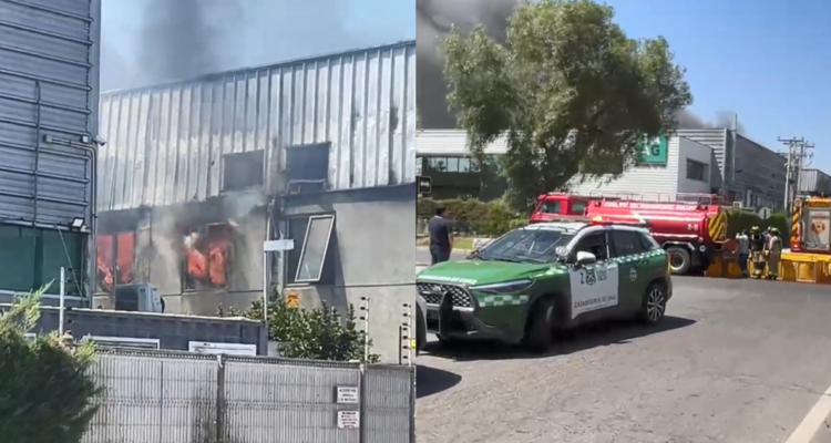Gigantesco incendio afecta a bodegas en sector cercano al Aeropuerto de Santiago