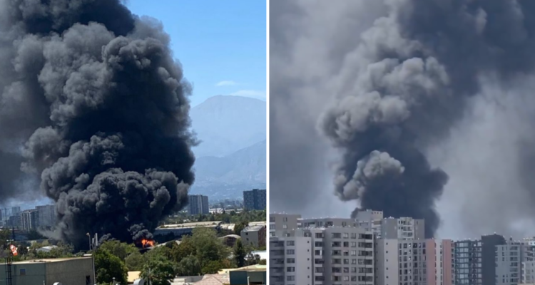 Gigantesco incendio en San Joaquín se propagó desde vivienda a bodegas de acopio de plástico