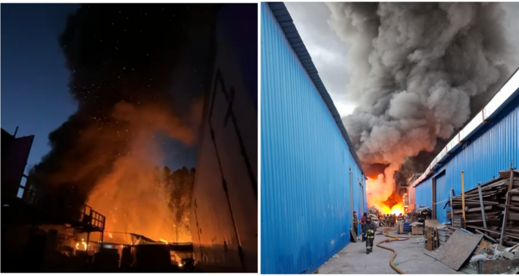 Gigantesco incendio destruye fábrica de muebles en La Pintana