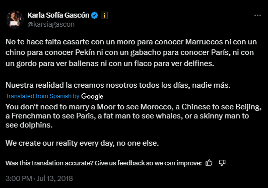 Tuits Karla Sofia Gascon
