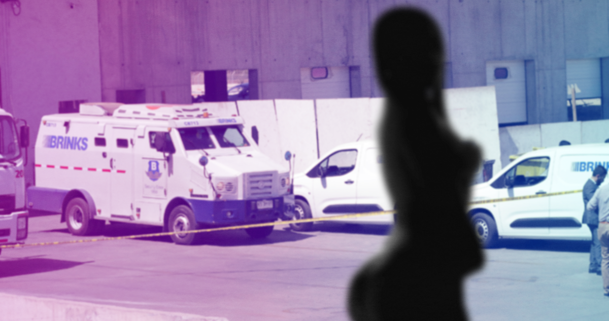 Silueta y al fondo foto del Robo del siglo